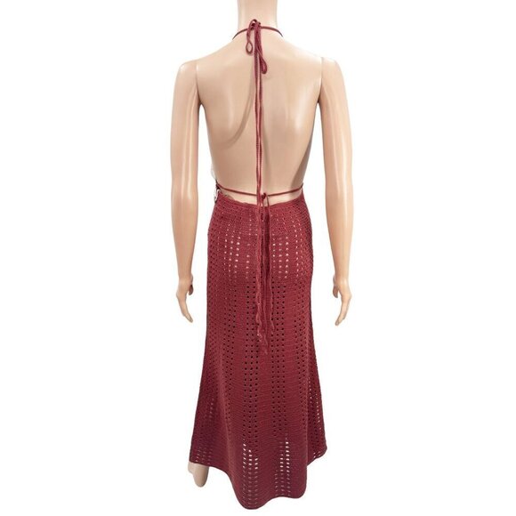 Cult Gaia Crochet Cotton Halter Neck Midi Dress NWT - Picture 7 of 9